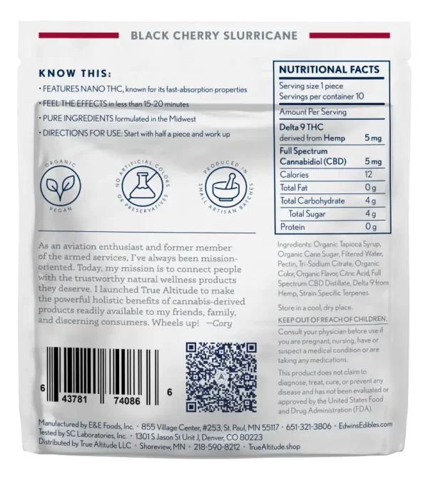 Black Cherry Slurricane - Indica – Nano Delta 9 THC Gummies - back