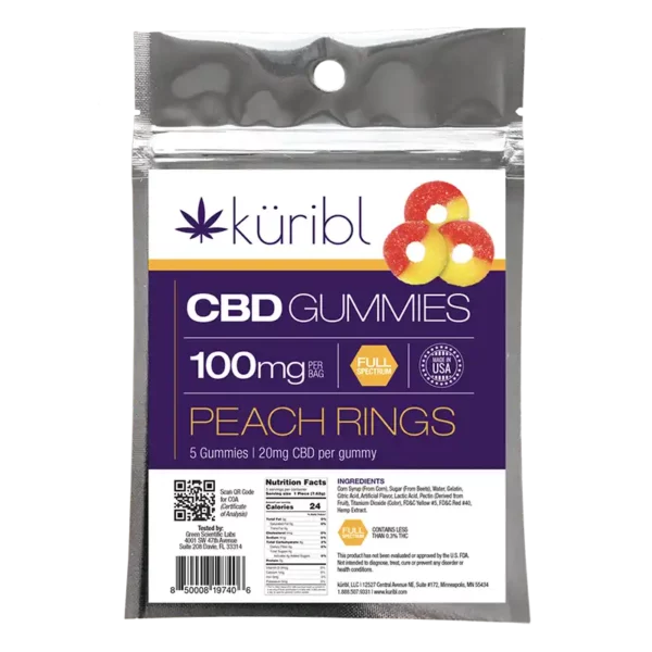 Kuribl Peach Rings 100mg Full Spectrum Gummies