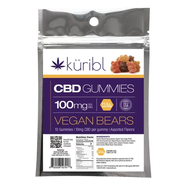 Küribl Vegan Bears 100mg Full Spectrum Gummies